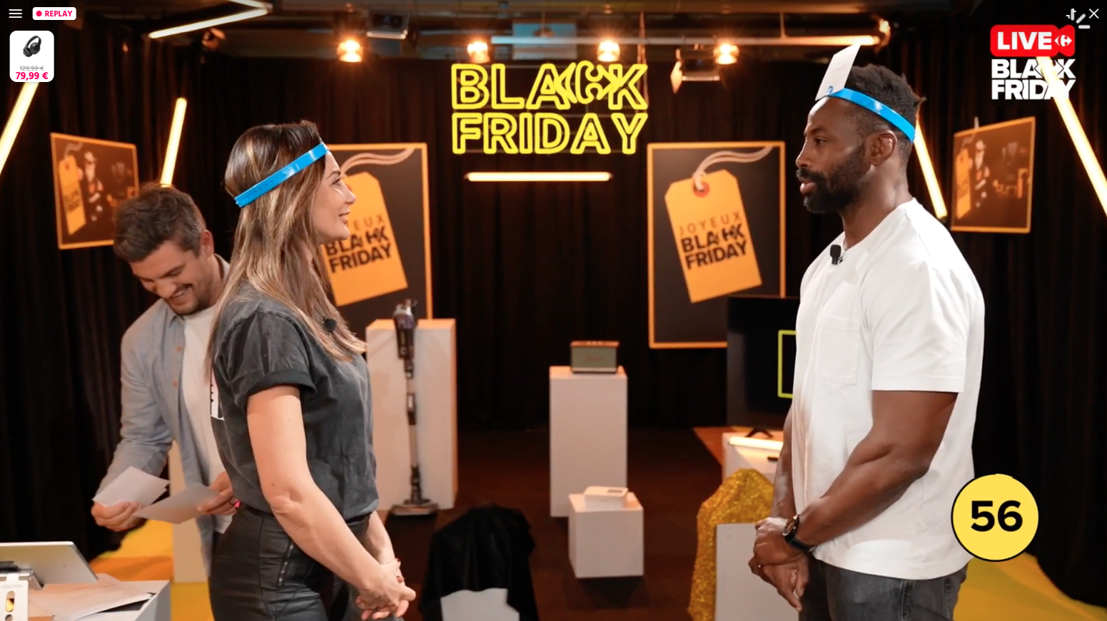 Two people playing a game during a live shopping event